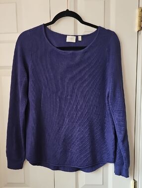Cyrus Purple Long-Sleeve Scoop Neck Knit Sweater